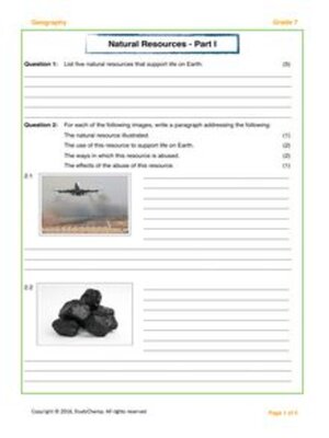 cover image of Grade 7 Geography Test: Natural Resources